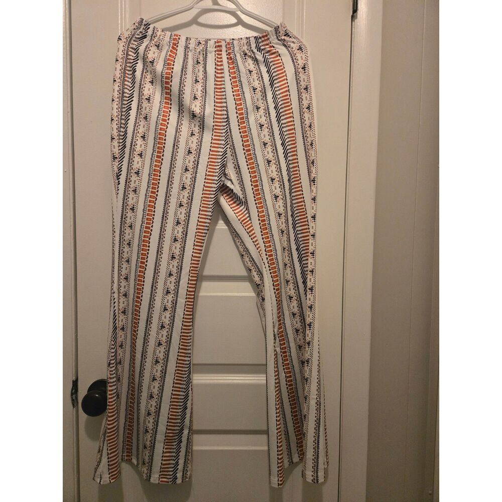 White Multi Color Bootcut Pants by Shein size L petite